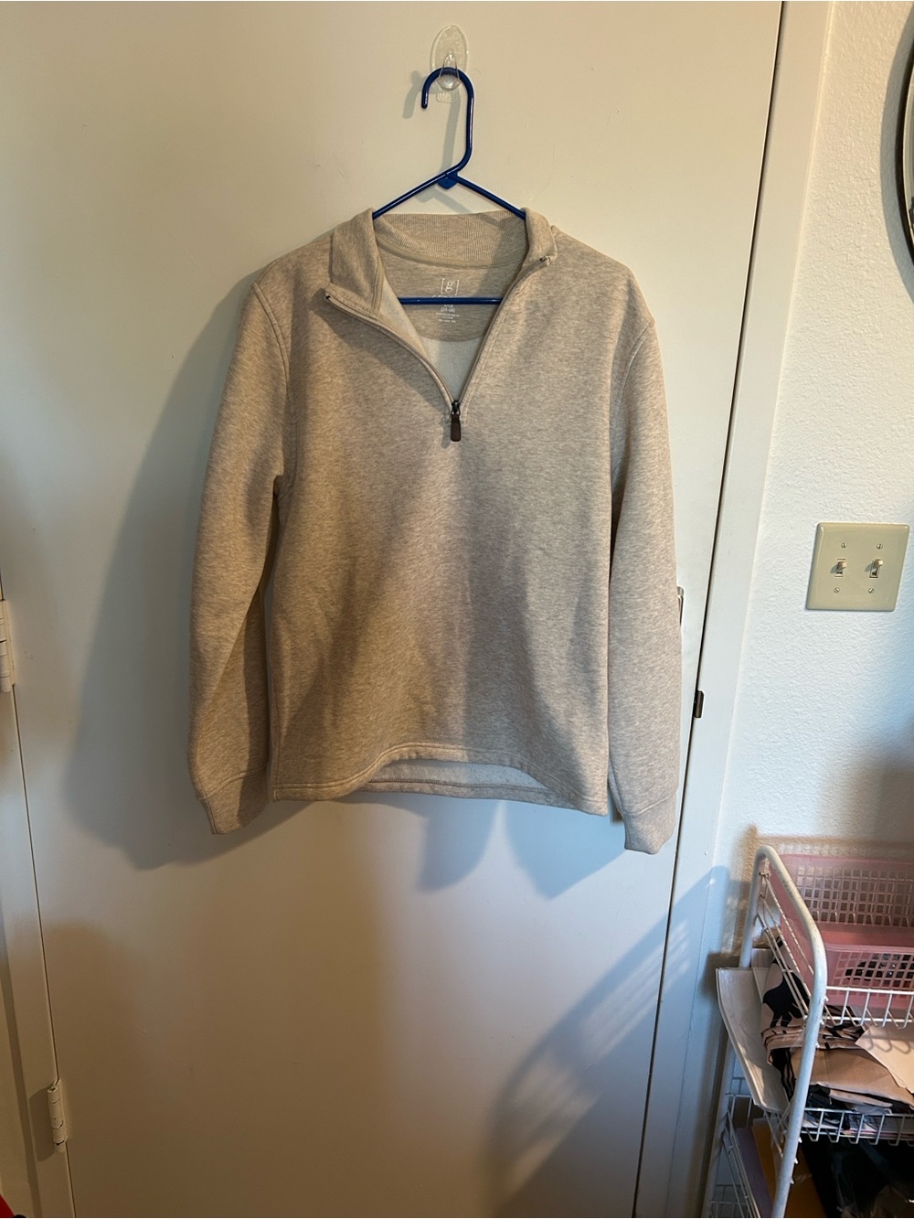 George Men's Beige Half-Zip Pullover Sweatshirt